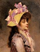 unknow artist Portrait Of A Lady In Pink Ribbons Spain oil painting artist
